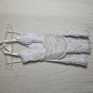 Taboo white and gold halter top party dress.